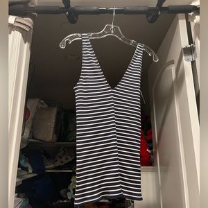 Express Navy and White Striped V-neck Tank Top